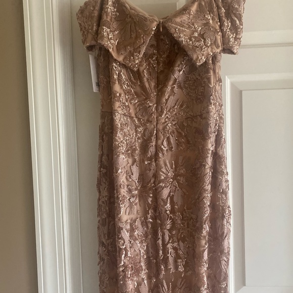 Stunning off the shoulder rose lace gown is fully lined and is very forgiving - Picture 11 of 11